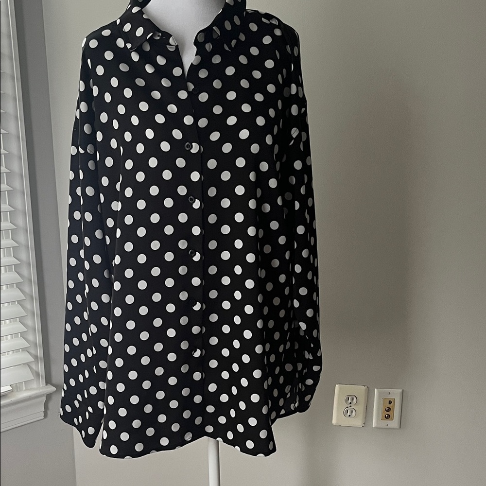 Karl Lagerfeld Black and White Polka Dot Blouse